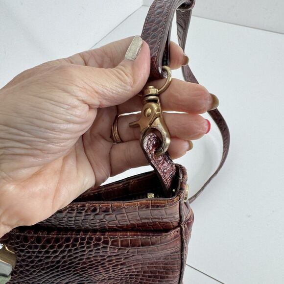 Brahmin Pecan All Day Melbourne Crocodile Embossed Leather Crossbody Bag * Read - Picture 7 of 9
